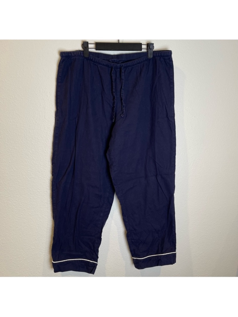 L.L. Bean Solid Flannel Pajama PJ Set Size XLP Navy Petite Warm Cozy Loungewear - Picture 8 of 12